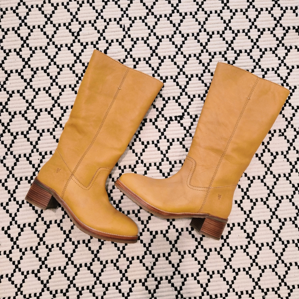 Tan Leather Knee-High Boots